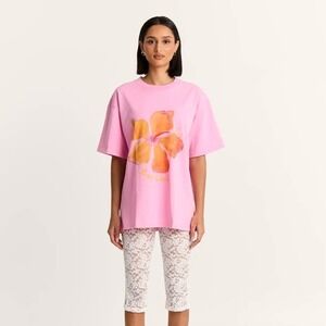 Maku The Label Tropical Le Fleur Pink Graphic T-Shirt L Oversized Sustainable